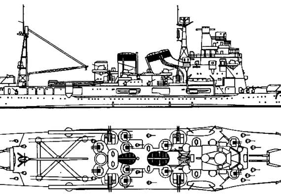 Крейсер IJN Takao 1945 [Heavy Cruiser] - чертежи, габариты, рисунки